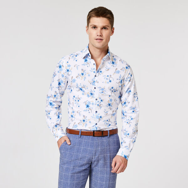 Westbury Shirt, White/Blue, hi-res